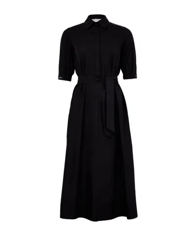 Max Mara Lapel Short-sleeved Dress In Black