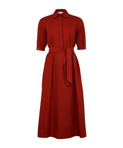 Max Mara Lapel Short-sleeved Dress In Red