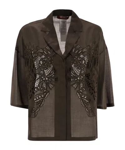 Max Mara Lapel Short-sleeved Shirt In Brown