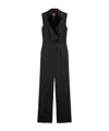 Max Mara Scalata Sleeveless Peak-lapel Satin Jumpsuit In Black