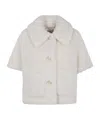 Max Mara Lapel Wool Cape In White