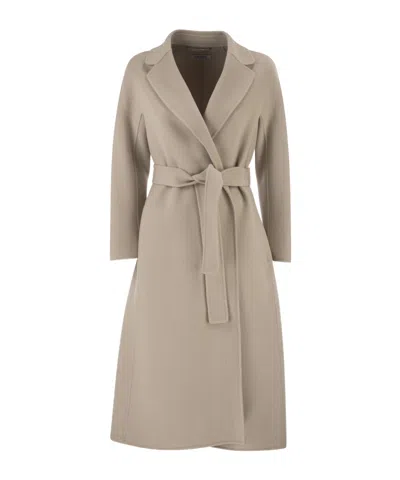 Max Mara Lapel-collar Belted Coat In Brown