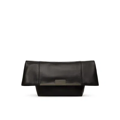 Max Mara Large Clutch In Natural Leather  In Black