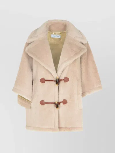 Max Mara 'large Collar Faux Fur Texture Cape' In Brown
