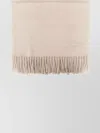 Max Mara Cashmere Stole With Embroidery And Fringes In Neutral