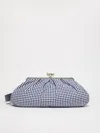 Max Mara Large Gingham Cotton Pasticcino Bag In Blue