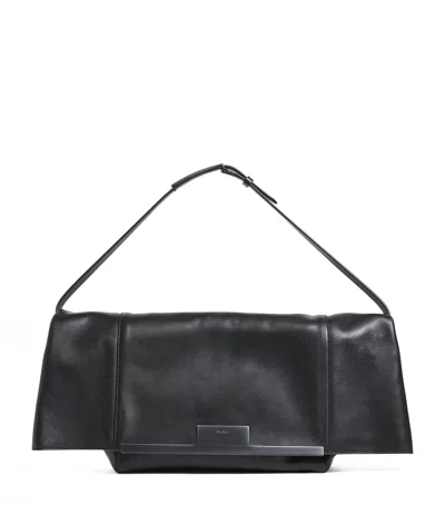 Max Mara Large Leather Clutch Bag In Black