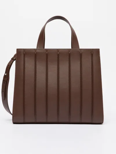 Max Mara Large Leather Whitney Bag In Dark Brown