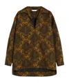 Max Mara Large Outline Jacquard Wool Coat In Brown