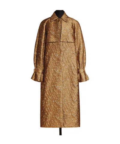 Max Mara Large Profile Jacquard Windbreaker In Brown