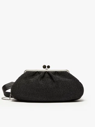 Max Mara Large Raffia-look Pasticcino Bag In Black