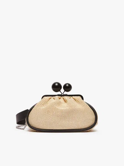 Max Mara Large Raffia-look Pasticcino Bag In Black