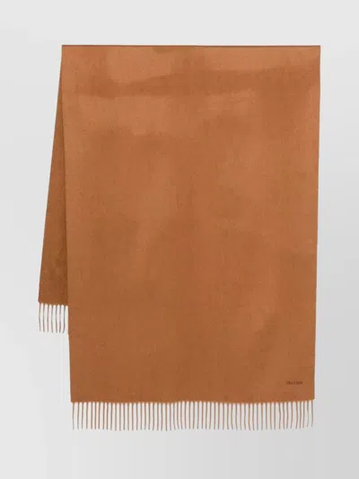 Max Mara Large Scarf Fringed Edges In Brown