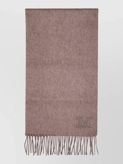Max Mara Large Scarf Stole Shawl Fringed Edges In Black