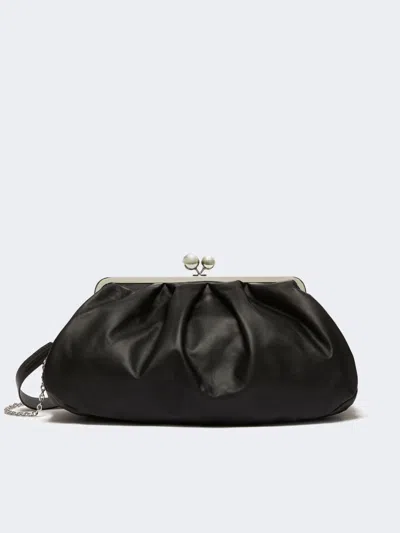 Max Mara Large Sheepskin Pasticcino Bag In Black