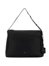 Max Mara Leather Kipperl Laptop Shoulder Bag Adjustable In Black