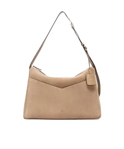 MAX MARA LARGE SPLIT LEATHER HANDBAG - MUD