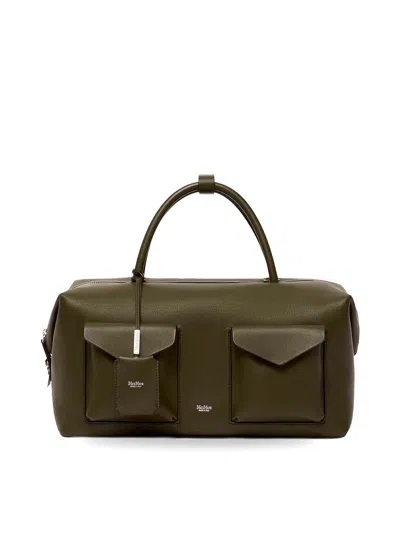 Max Mara Large Top Case Hand Bag With Pockets In Green