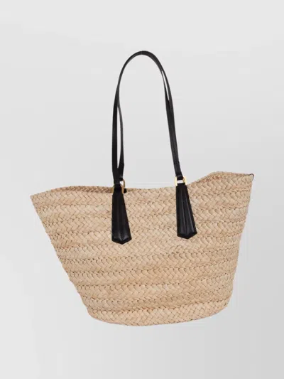 Max Mara Large Woven Tote Bag With Dual Handles