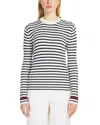 Max Mara Lari Striped Rib Wool Sweater In White