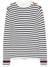 Max Mara Lari Striped Rib Wool Sweater In White