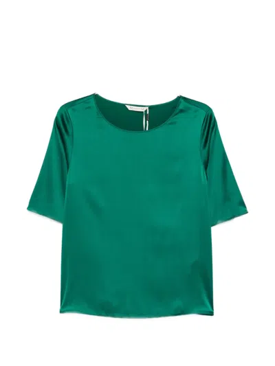 Max Mara Lasti Satin-finish Short-sleeve Blouse In Green
