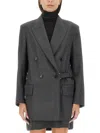 Max Mara Double-breasted Wool Blazer In Grey