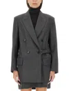 Max Mara Double-breasted Wool Blazer In Grey