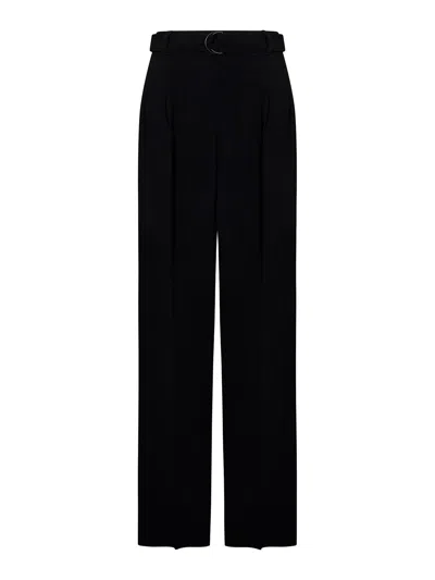 MAX MARA LATINA BLACK HEAVY CADY FLOWING TROUSERS