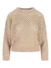 Max Mara Lattice-design Sweater In Brown