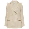 Max Mara Laura Double-breasted Linen Blazer In Beige