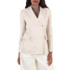 Max Mara Laura Double-breasted Linen Blazer In Beige