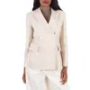 Max Mara Laura Double-breasted Linen Blazer In Neutral