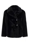 Max Mara Double-breasted Jacket With A Fluffy Texture In Black