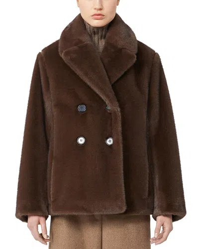 Max Mara Laura Faux Fur Coat In Brown