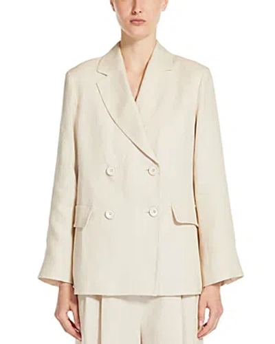 Max Mara Laura Straight Fit Double Breasted Linen Blazer In Beige