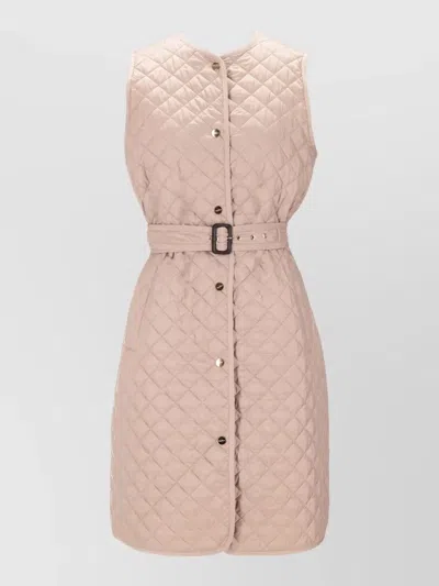 Max Mara Lauren Sleeveless Puffer Jacket Belted Waist In Pink