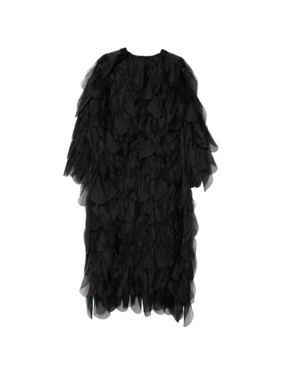 Max Mara Lauto Ruffled Coat In Black