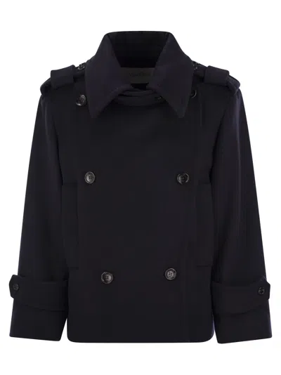 Max Mara Laveno Wool And Cashmere Over Trench Coat In Blue