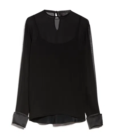 Max Mara Layered Chiffon Blouse In Black
