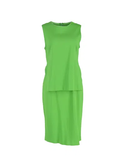 Pre-owned Max Mara Layered Midi Dress In Green