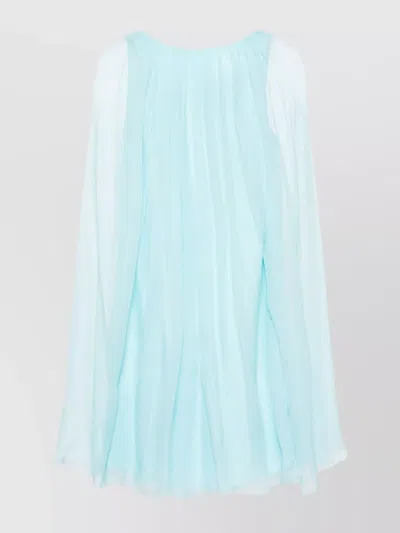 Max Mara Light Blue Footing Silk Chiffon Dress