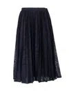 Max Mara Blue Lace Leandro Pleated Midi Skirt In Blue