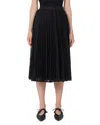 Max Mara Blue Lace Leandro Pleated Midi Skirt In Black