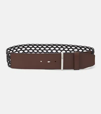 Max Mara Leather And Canvas Belt In Black
