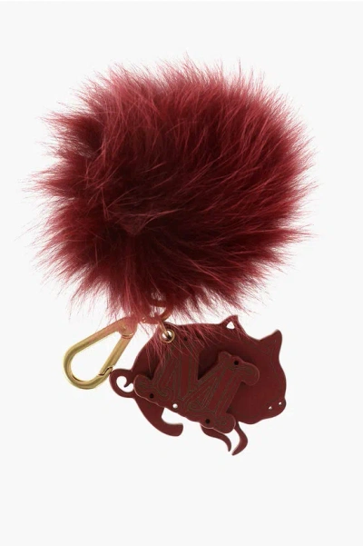 Max Mara Leather And Real Fur Tinacny Keyrings In Burgundy
