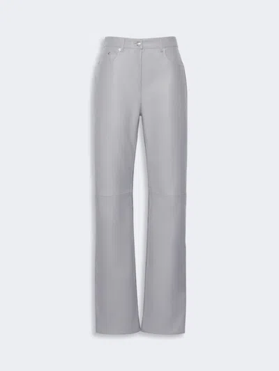 Max Mara Leather And Suede 5-pocket Trousers In Gray