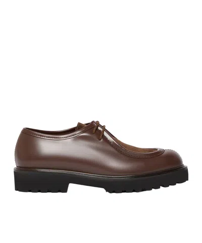 Max Mara Leather And Suede Lace-up Shoes In Brown