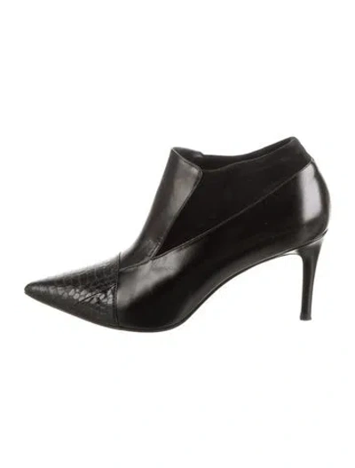 Pre-owned Max Mara Leather Animal Print Boots In Black