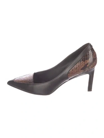 Pre-owned Max Mara Leather Animal Print Pumps In Brown